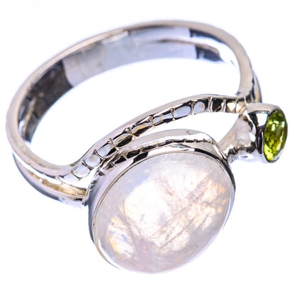 Premium Rainbow Moonstone, Peridot Ring Size 8.5 (925 Sterling Silver) R141806