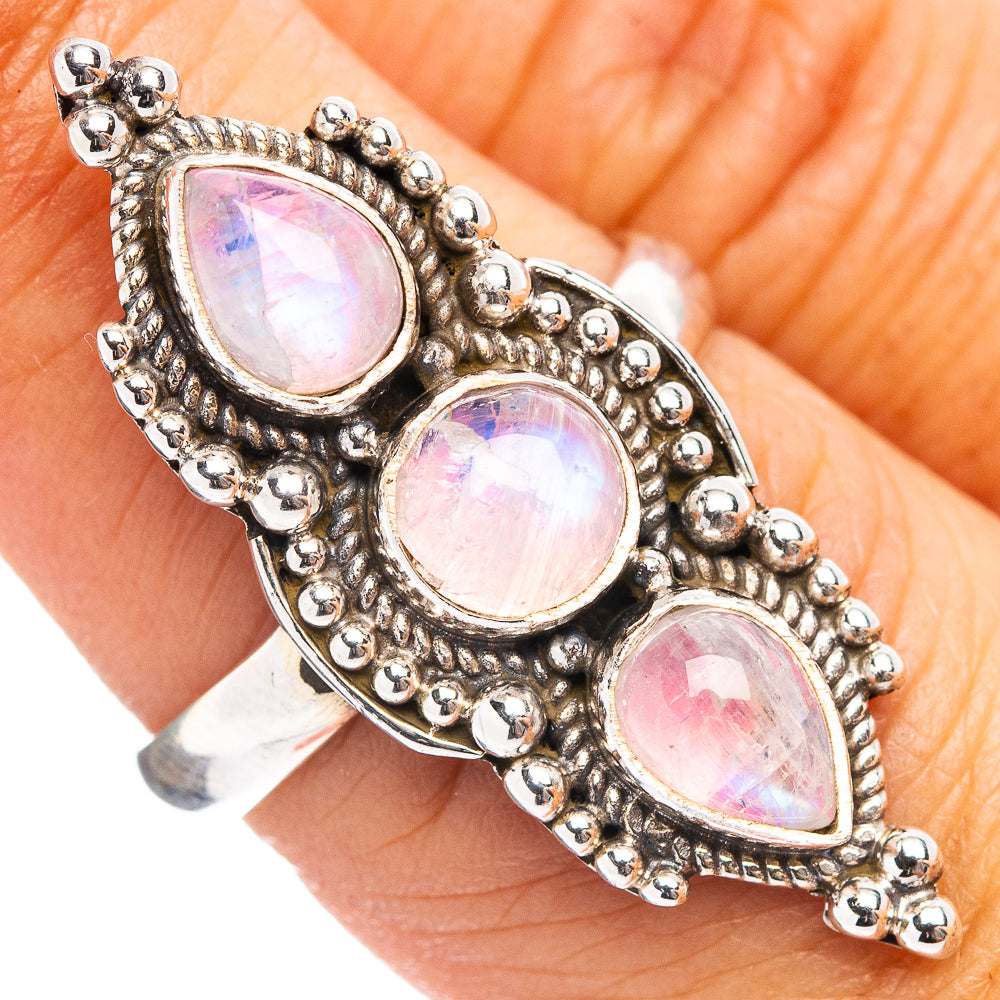 Pink Moonstone Ring Size 7 (.925 Sterling Silver)