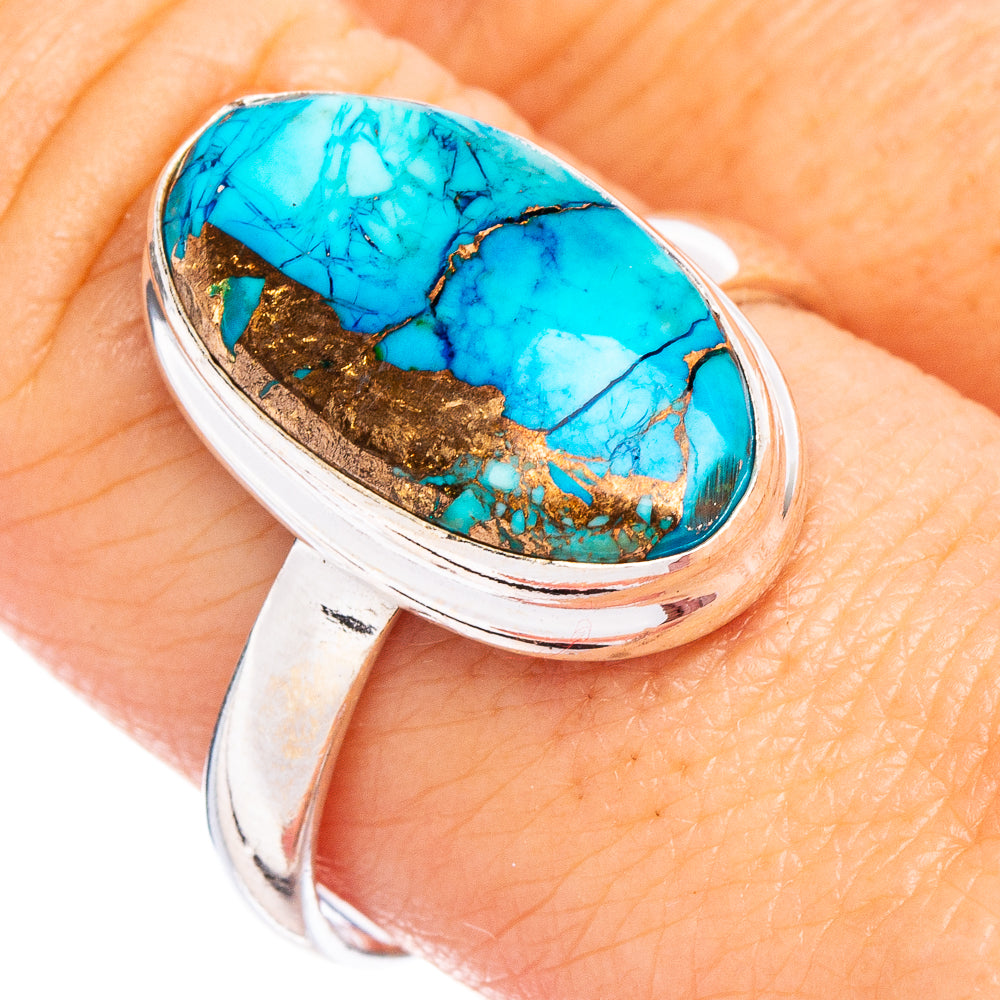 Ice Blue Dahlia Mohave Turquoise Ring Size 9.75 (.925 Sterling Silver)