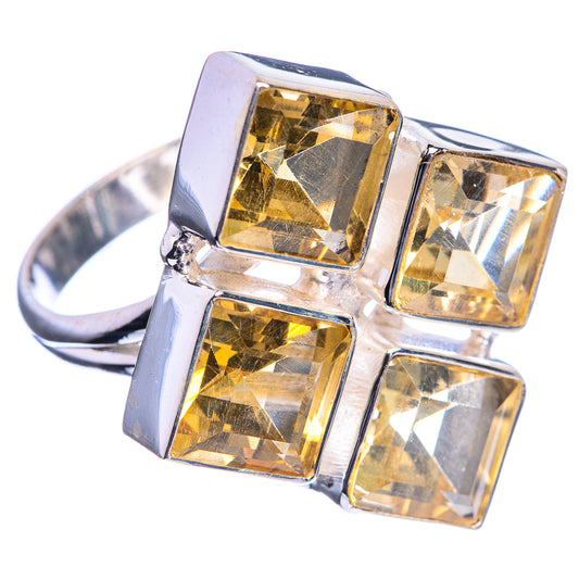 Large Faceted Citrine 925 Sterling Silver Ring Size 9