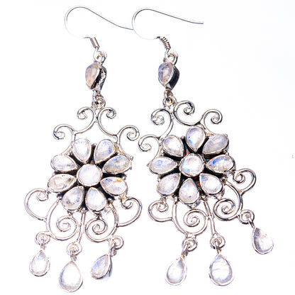 Signature Rainbow Moonstone Earrings 3 1/8" (925 Sterling Silver) E432338