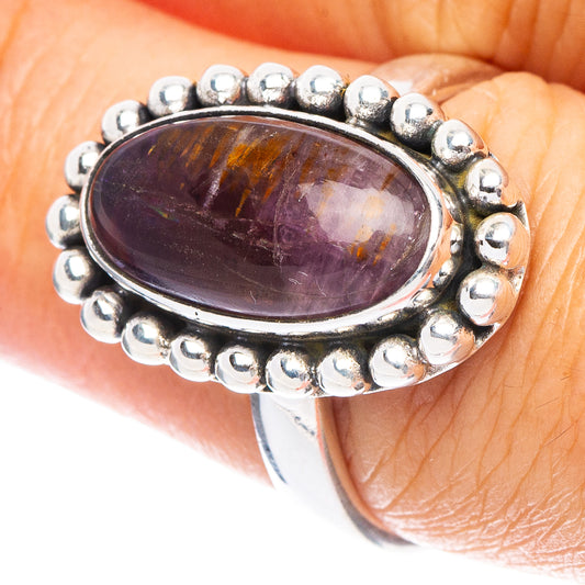Rare Cacoxenite Amethyst Ring Size 7.5 (925 Sterling Silver) R7323