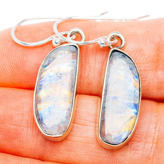 Rainbow Moonstone Earrings 1 3/8" (German Silver)