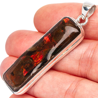Rare Ammolite Pendant 2 1/8" (925 Sterling Silver) P41680