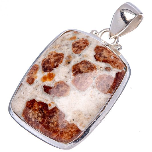 Sterling silver square gemstone pendant with brown speckled stone and bail
