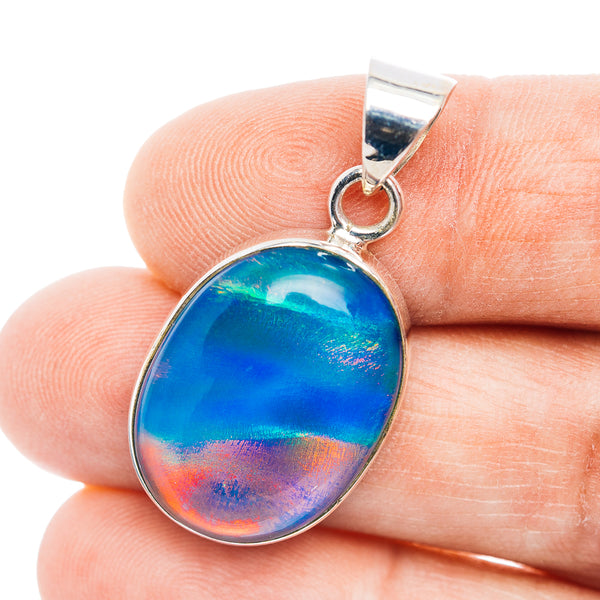 Aurora Opal Pendant 1 3/8" (.925 Sterling Silver)