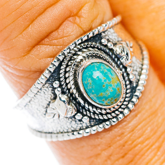 Kingman Turquoise Cocktail Ring Size 8.75 (.925 Sterling Silver)