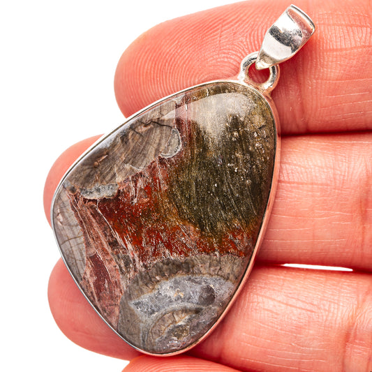Mushroom Rhyolite Pendant 1 3/4" (.925 Sterling Silver)