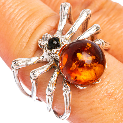 Baltic Amber Spider Ring Size 8.5 (.925 Sterling Silver)