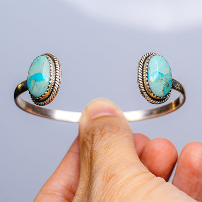 Mojave Turquoise Cuff Bracelet Adjustable (.925 Sterling Silver)