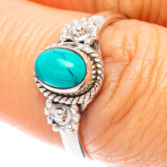 Tibetan Turquoise Dainty Ring Size 6.75 (925 Sterling Silver) R5991