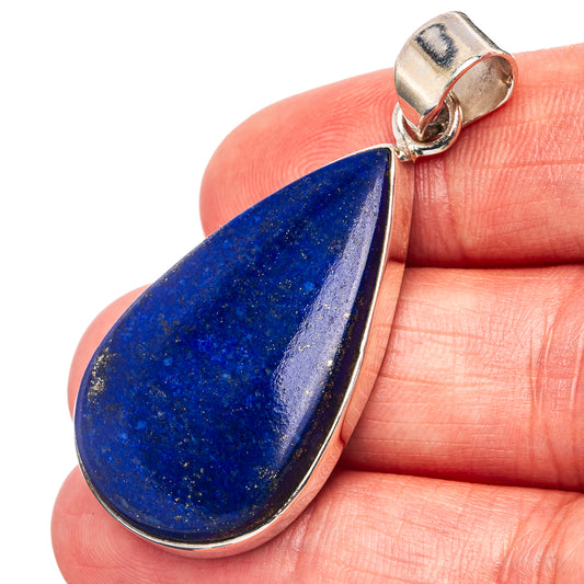 Lapis lazuli teardrop pendant in .925 sterling silver bezel and loop