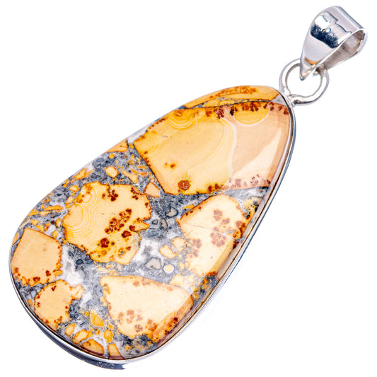 Teardrop jasper pendant .925 sterling silver bezel with orange and blue mottled pattern