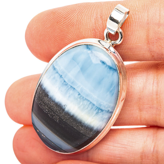 Blue Scheelite Pendant 1 3/4" (.925 Sterling Silver)