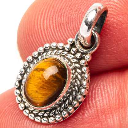 Dainty Tiger's Eye Pendant 7/8" (.925 Sterling Silver)