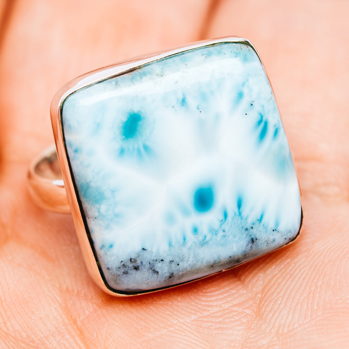 Larimar Ring Size 7.75 (.925 Sterling Silver)