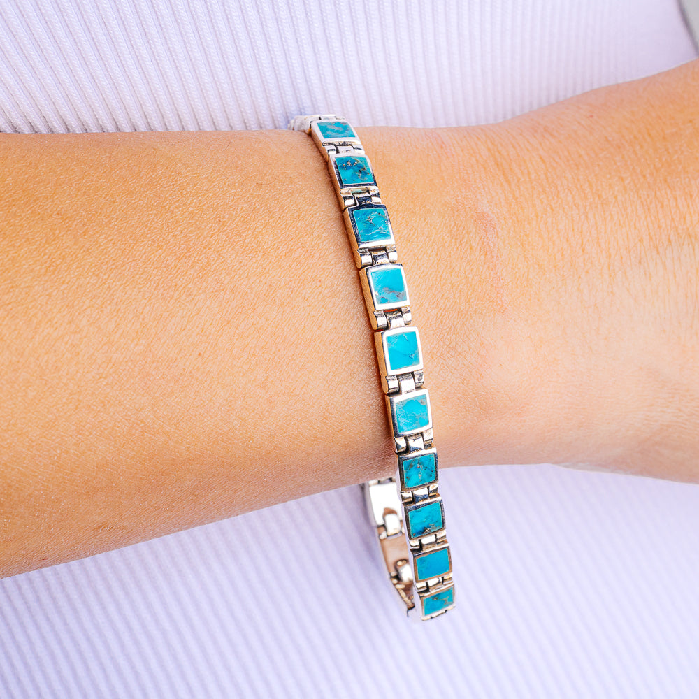 Mohave Turquoise Bracelet 7" (.925 Sterling Silver)