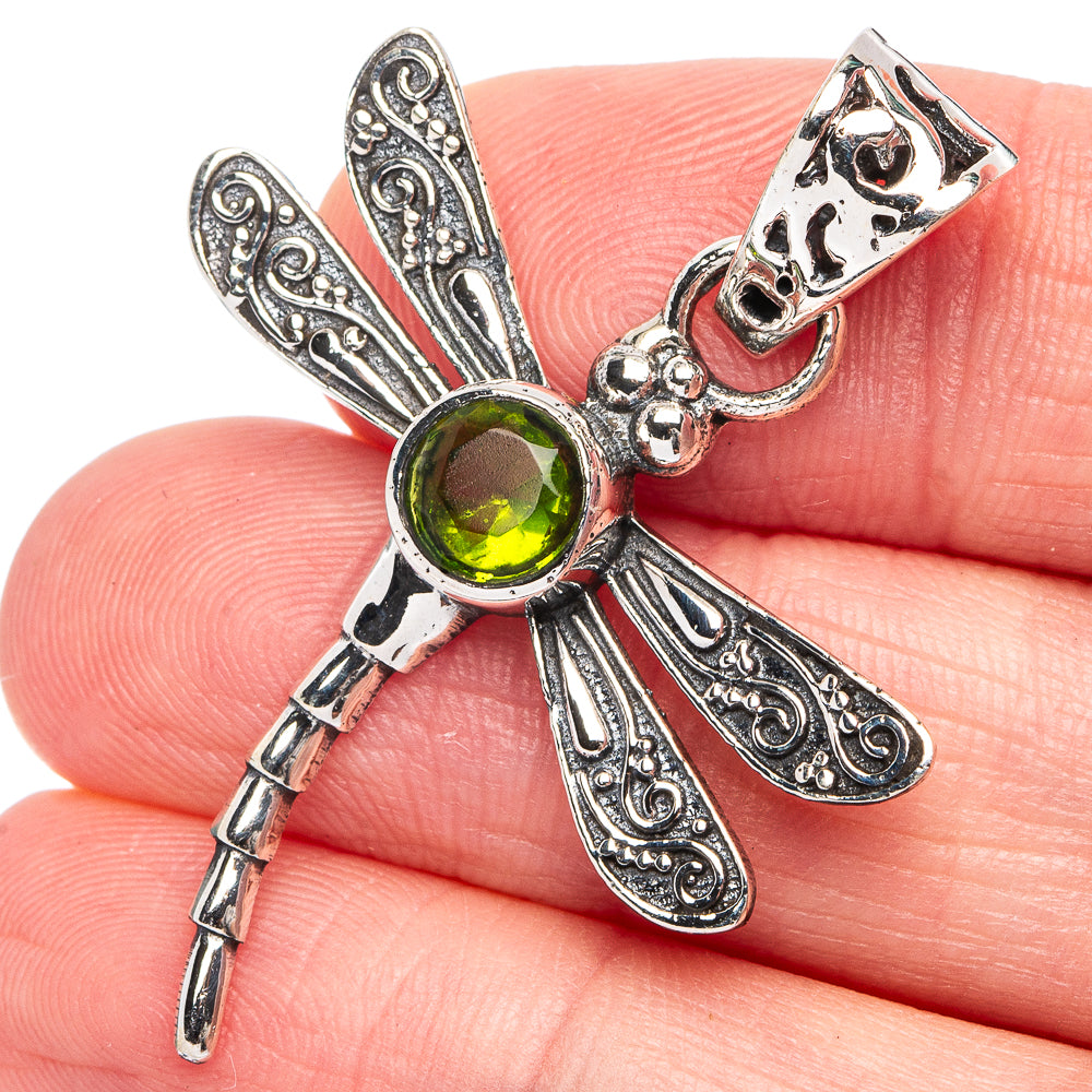 Peridot Dragonfly Pendant 1 5/8" (925 Sterling Silver) P45383