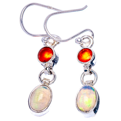 Rare Ethiopian Opal, Carnelian Earrings 1 3/8" (925 Sterling Silver) E1396