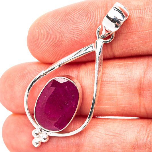 Premium Burmese Glass Filled Ruby Pendant 1 3/4" (.925 Sterling Silver)