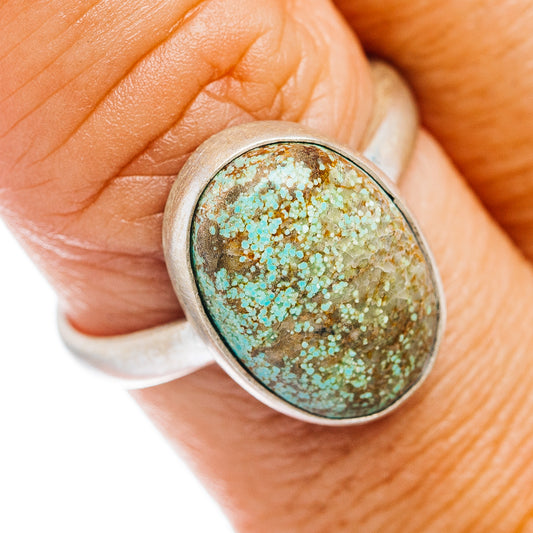Number 8 Mine Turquoise Ring Size 9 (.925 Sterling Silver)