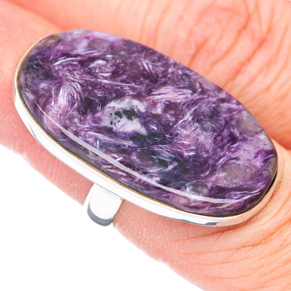 Large Premium Charoite Ring Size 5.75 Adjustable (.925 Sterling Silver)