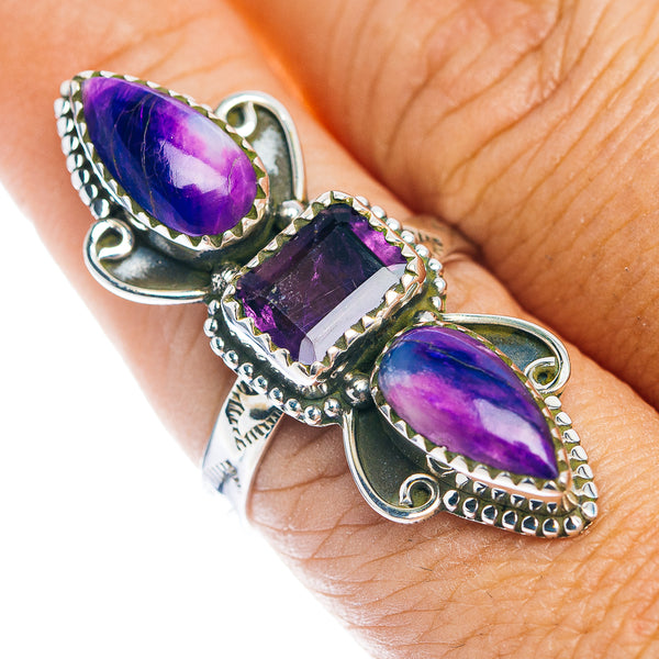 Premium Southwestern Style Sugilite, Amethyst Ring Size 8.75 (.925 Sterling Silver)