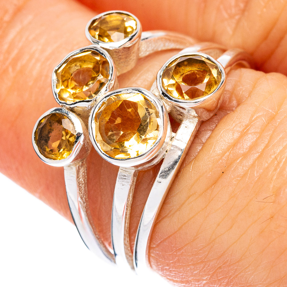 Faceted Citrine Ring Size 7.5 (925 Sterling Silver) R2344