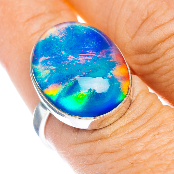 Aurora Opal Ring Size 8.25 (.925 Sterling Silver)