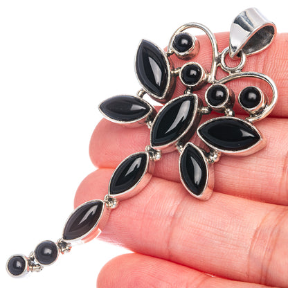 Black Onyx Dragonfly Pendant 2 5/8" (925 Sterling Silver) P40044