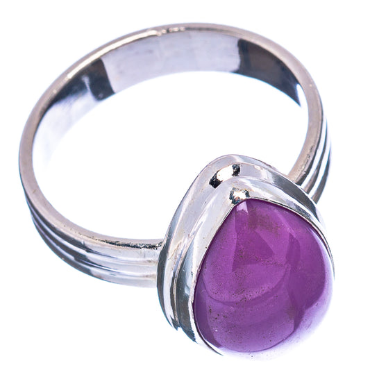 Sterling silver ring with oval purple stone and split shank, size 8.25