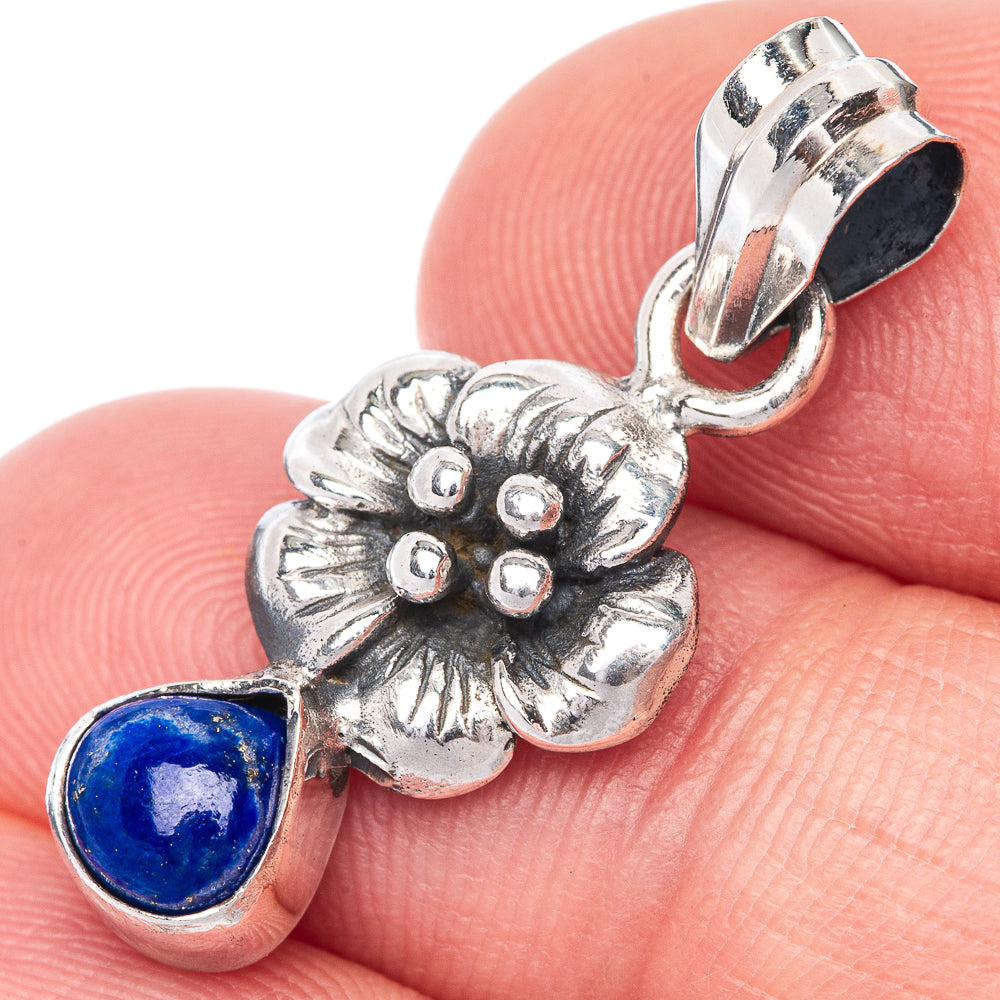 Lapis Lazuli Dainty Pendant 1 1/8" (925 Sterling Silver) P39907