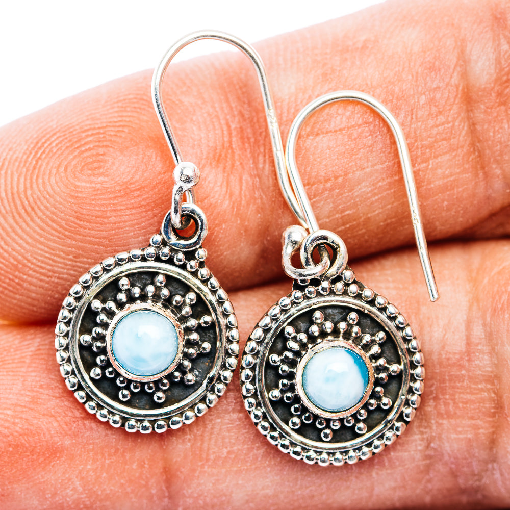 Larimar Earring 1 1/8" (.925 Sterling Silver)