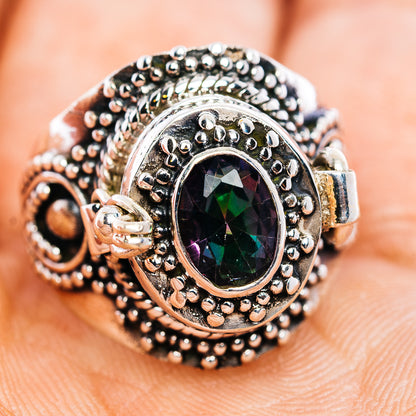 Mystic Topaz Poison Ring Size 6.75 (.925 Sterling Silver)