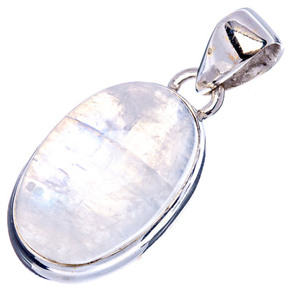 Rainbow Moonstone Pendant 1 1/4" (.925 Sterling Silver)