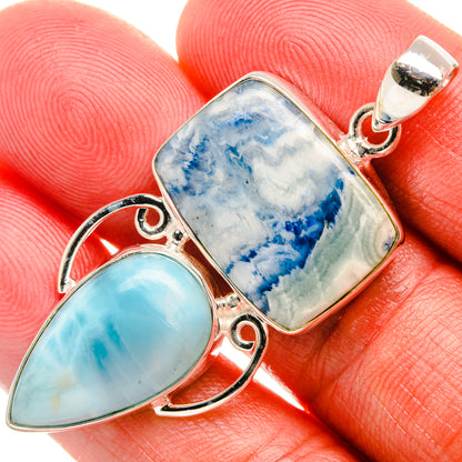 Blue Scheelite, Larimar Pendant 2" (925 Sterling Silver) PD37955