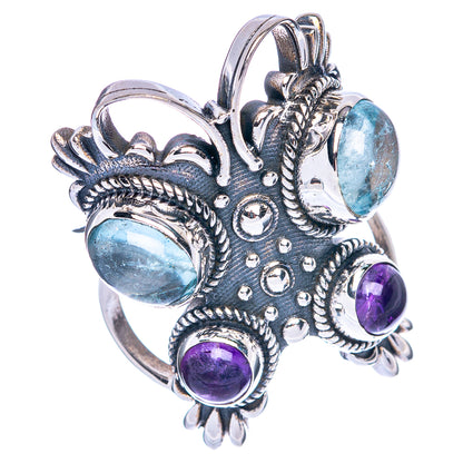 Large Aquamarine, Amethyst Ring Size 6.75 (925 Sterling Silver) R144489