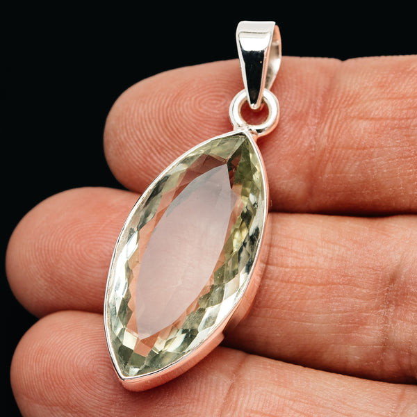 Premium 20ct Faceted Prasiolite Pendant 1 5/8" (.925 Sterling Silver)