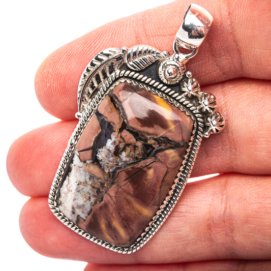 Premium Southwestern Style Butterfly Jasper Pendant 2" (.925 Sterling Silver)