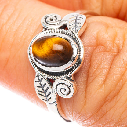 Tiger Eye Leaf 925 Sterling Silver Ring Size 6.5 (925 Sterling Silver) R5328