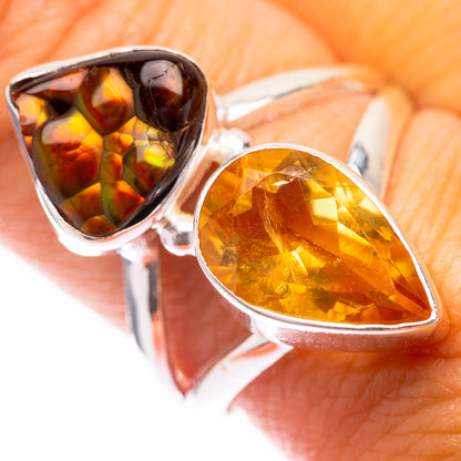 Mexican Fire Agate, Citrine Ring Size 9 (925 Sterling Silver) R140566