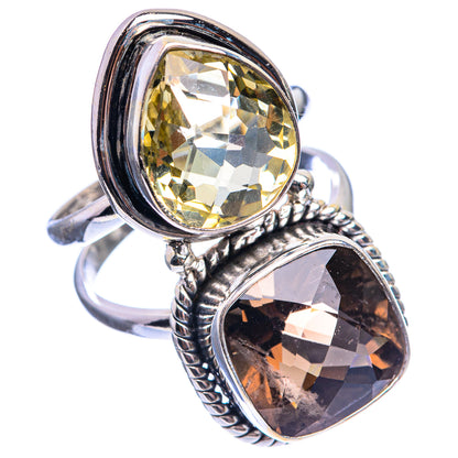 Large Smoky Quartz, Citrine Ring Size 7 (925 Sterling Silver) R143044