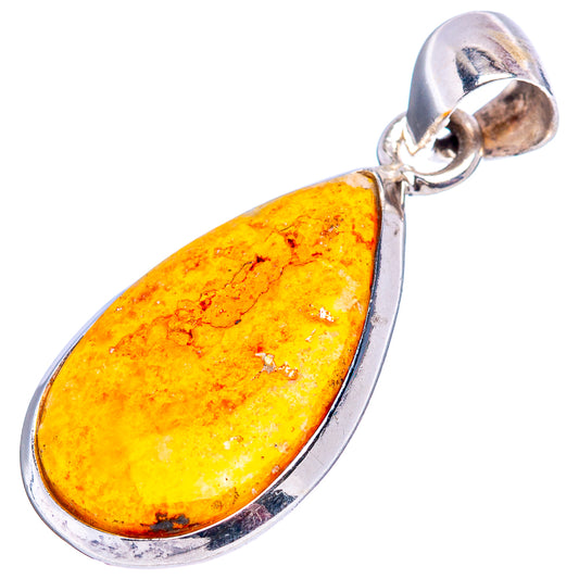 Jasper teardrop pendant with .925 sterling silver bail, angled view