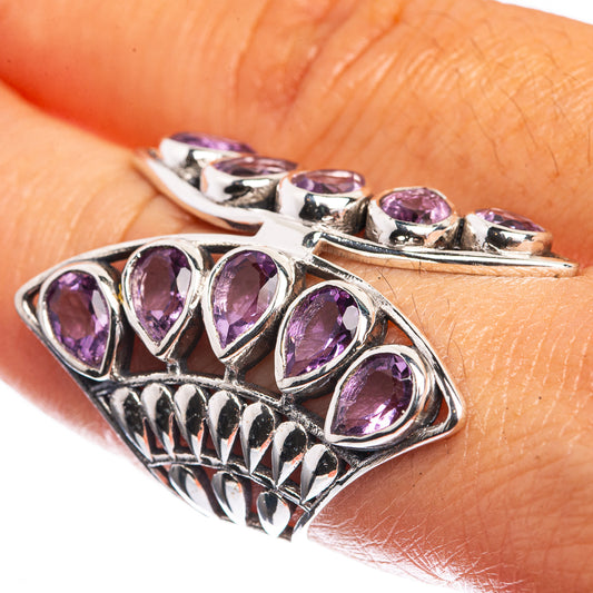Large Faceted Amethyst 925 Sterling Silver Ring Size 8.25