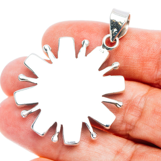 Exclusive Southwestern Style Kingman Turquoise Pendant 1 7/8" (.925 Sterling Silver)