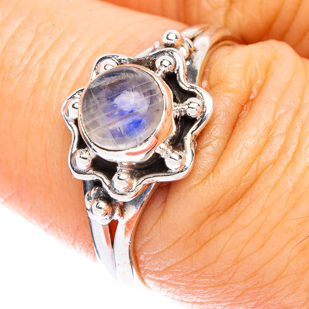 Rainbow Moonstone Dainty Ring Size 7 (925 Sterling Silver) R146964