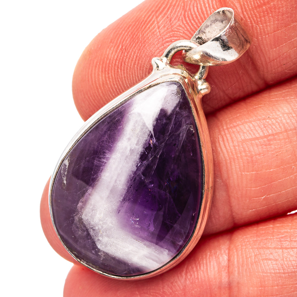 Chevron Amethyst Pendant 1 1/2" (.925 Sterling Silver)