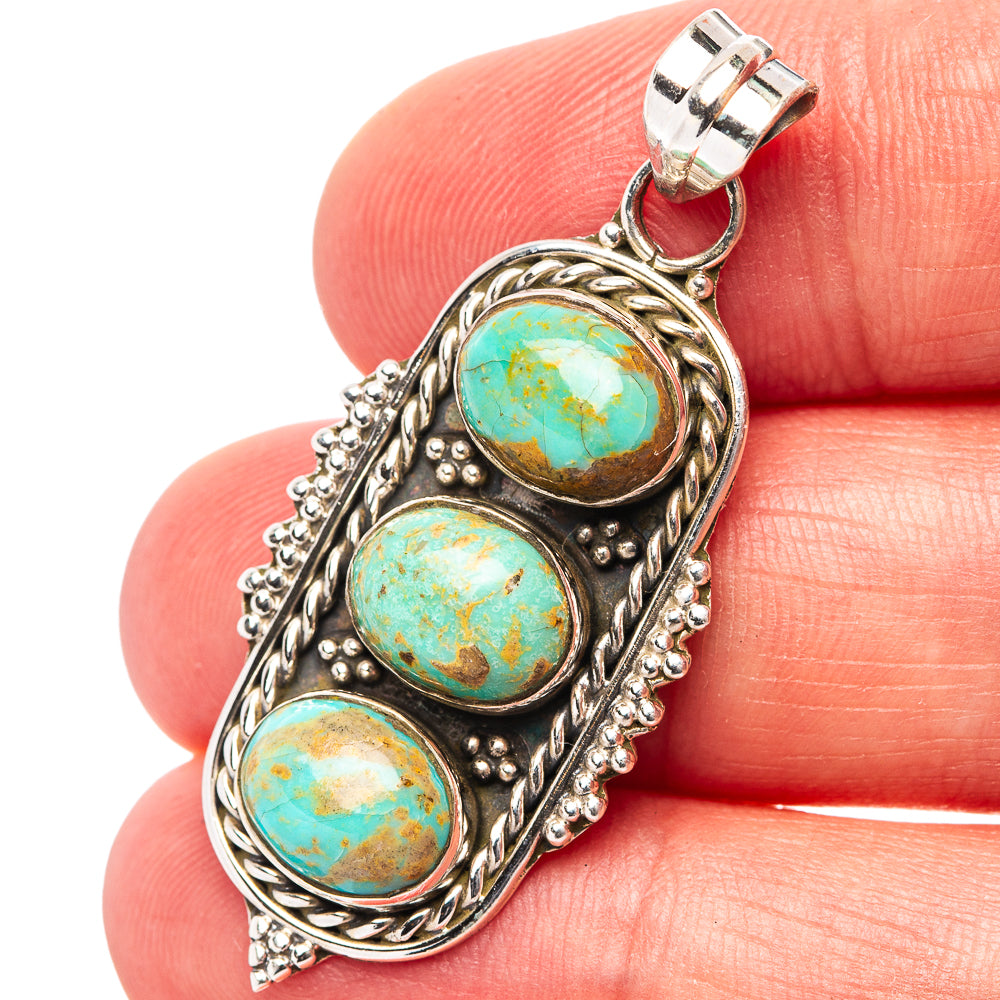 Mohave Turquoise Pendant 1 5/8" (.925 Sterling Silver)