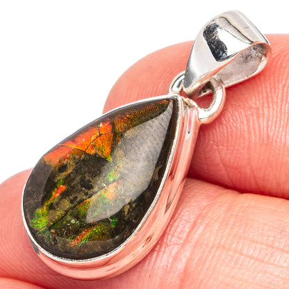 Rare Ammolite Pendant 1 1/8" (925 Sterling Silver) P43459