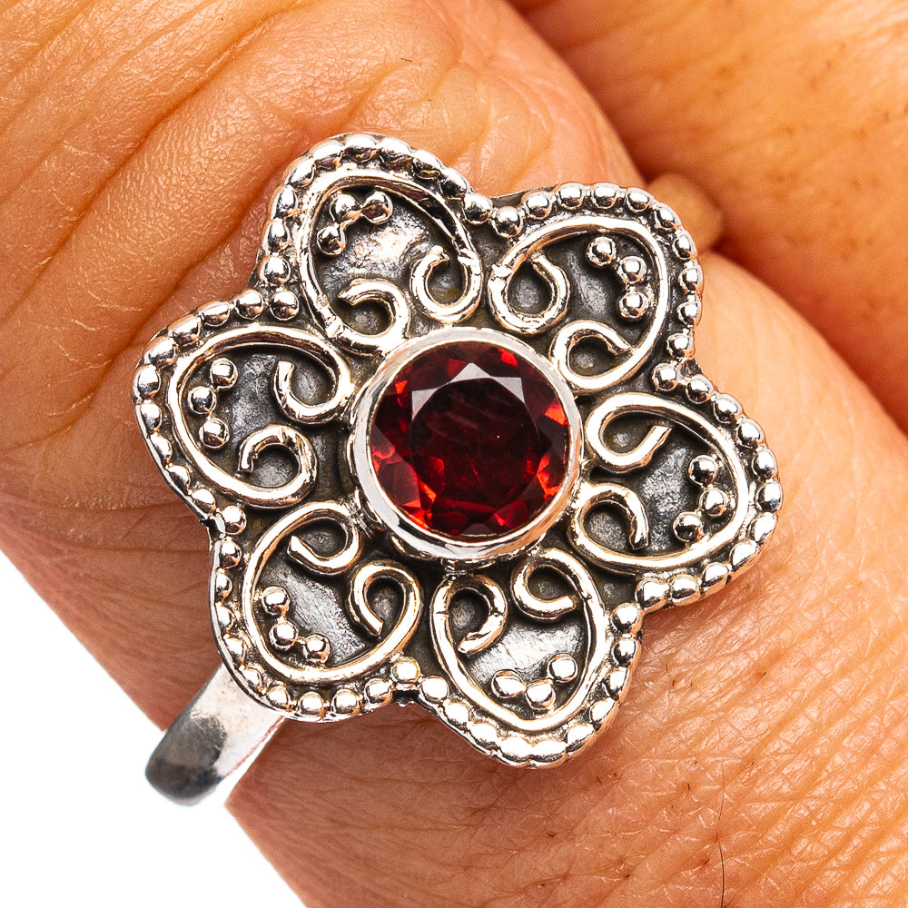 Garnet Ring Size 8.5 (.925 Sterling Silver)